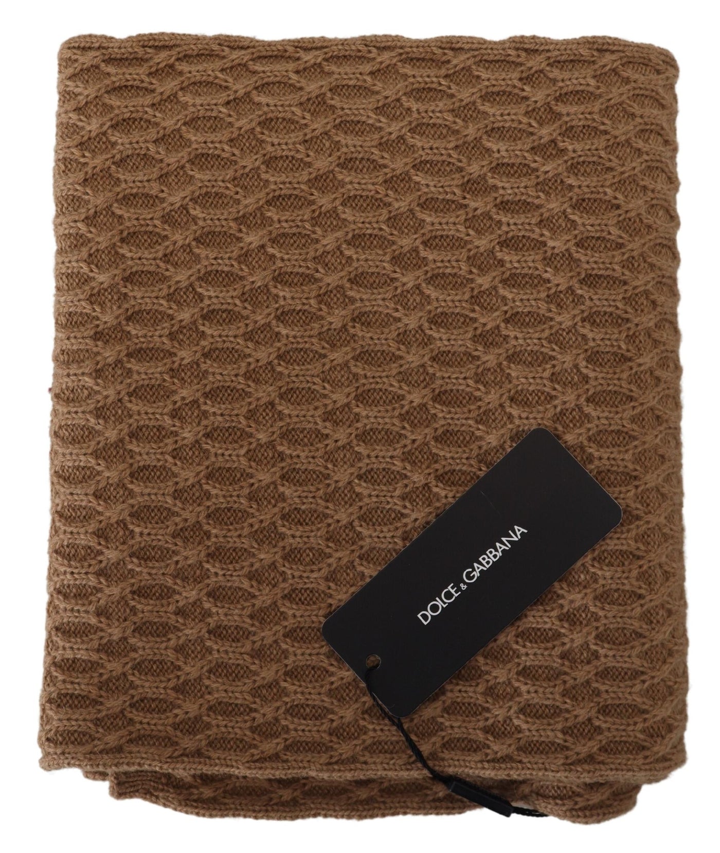 Dolce & Gabbana Dunkelbrauner Wickelschal gestricktes Camel-Tuch