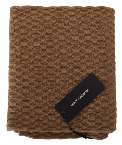 Dolce & Gabbana Dunkelbrauner Wickelschal gestricktes Camel-Tuch