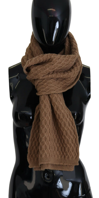Dolce & Gabbana Dunkelbrauner Wickelschal gestricktes Camel-Tuch
