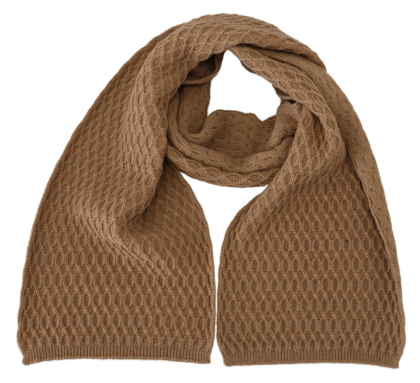 Dolce & Gabbana Dunkelbrauner Wickelschal gestricktes Camel-Tuch