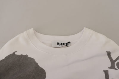 MSGM Weißer Baumwoll-Crewneck-Pullover Pullover