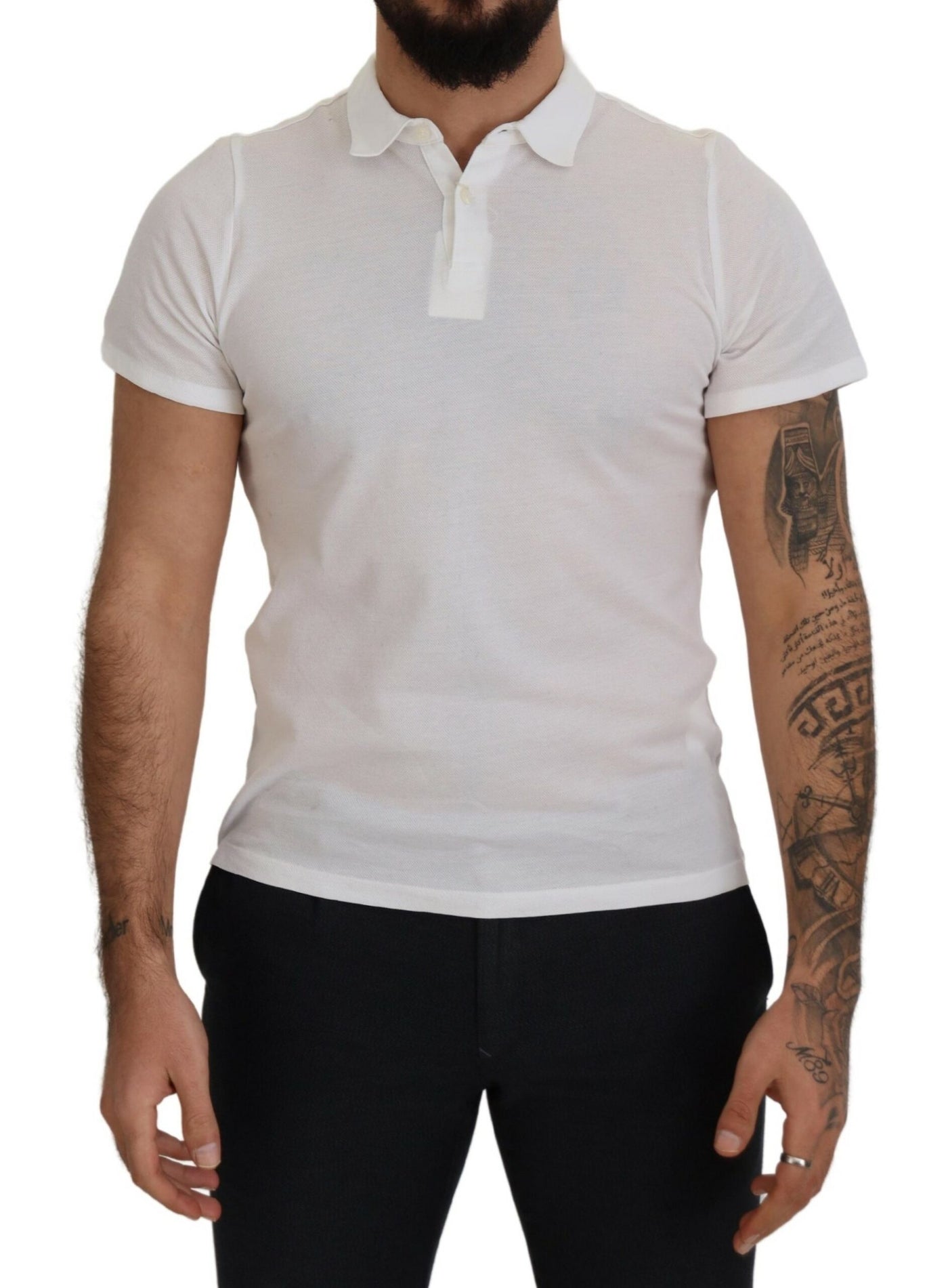 FRADI Weißes Baumwoll-Polo-T-Shirt mit Kragen und kurzen Ärmeln