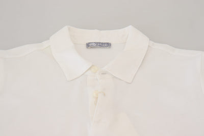 FRADI Weißes Baumwoll-Polo-T-Shirt mit Kragen und kurzen Ärmeln