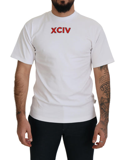 GCDS Weißes T-Shirt mit Logodruck und kurzen Ärmeln aus Baumwolle