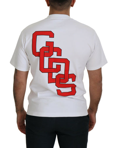 GCDS Weißes T-Shirt mit Logodruck und kurzen Ärmeln aus Baumwolle