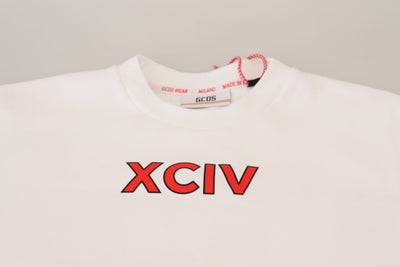 GCDS Weißes T-Shirt mit Logodruck und kurzen Ärmeln aus Baumwolle