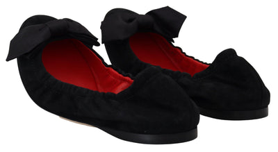 Dolce & Gabbana Schwarz Wildleder flach Slip On Ballett Schuhe