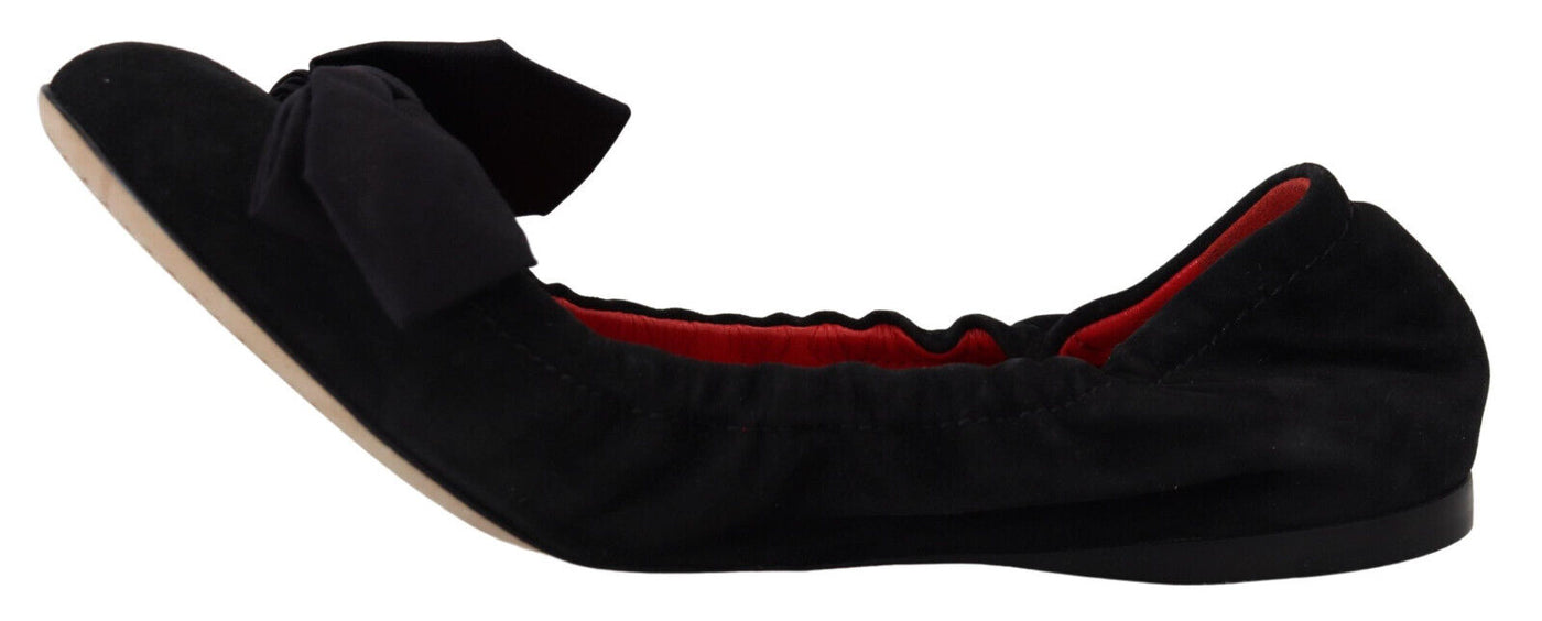 Dolce & Gabbana Schwarz Wildleder flach Slip On Ballett Schuhe