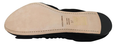 Dolce & Gabbana Schwarz Wildleder flach Slip On Ballett Schuhe