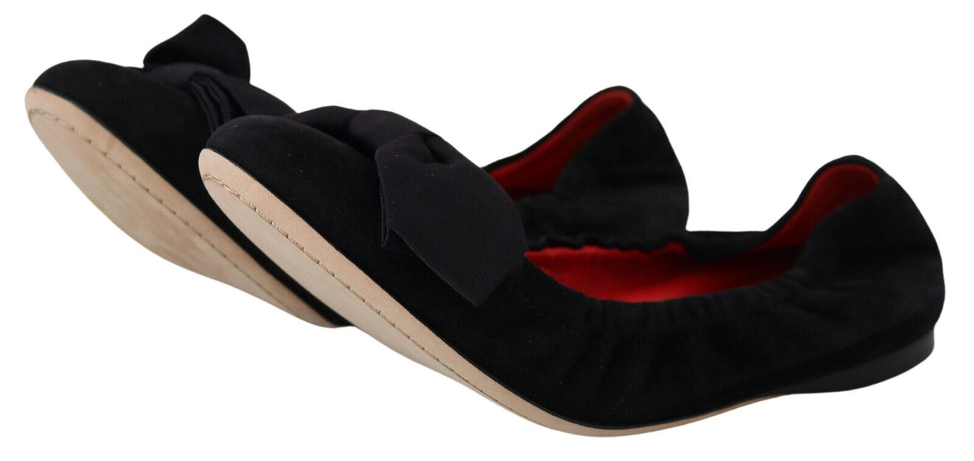 Dolce & Gabbana Schwarz Wildleder flach Slip On Ballett Schuhe