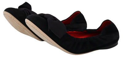Dolce & Gabbana Schwarz Wildleder flach Slip On Ballett Schuhe
