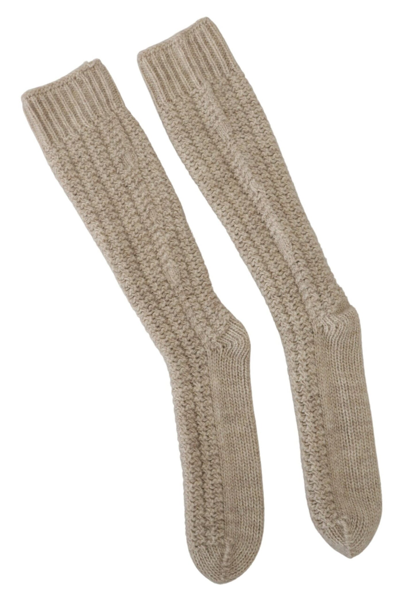 Dolce & Gabbana Beige Wolle stricken Kalb lange Frauen Socken