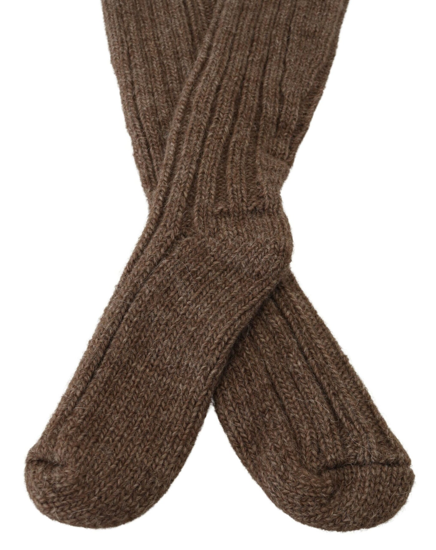 Dolce & Gabbana Braune Wolle stricken Kalb lange Frauen Socken