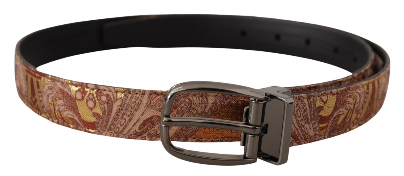 Dolce & Gabbana Multicolor geprägter Ledergürtel mit schwarzer Metallschnalle