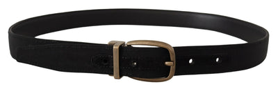 Dolce & Gabbana Schwarzer Grosgrain-Ledergürtel aus Bronze und Metall