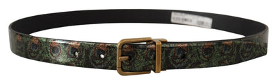Dolce & Gabbana Multicolor Leder Vernice Pavone Bronze Metallgürtel