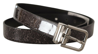 Dolce & Gabbana Schwarzer Goccia Glitter Lackleder Schnalle Vernice Gürtel