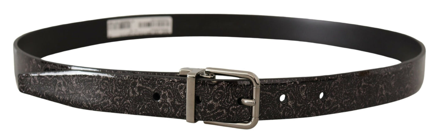 Dolce & Gabbana Schwarzer Goccia Glitter Lackleder Schnalle Vernice Gürtel