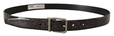 Dolce & Gabbana Schwarzer Goccia Glitter Lackleder Schnalle Vernice Gürtel