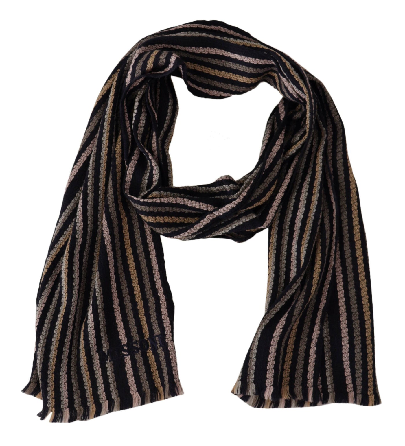 Missoni Multicolor Streifen Wolle stricken Fransen Schal Schal