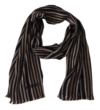 Missoni Multicolor Streifen Wolle stricken Fransen Schal Schal