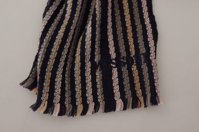 Missoni Multicolor Streifen Wolle stricken Fransen Schal Schal