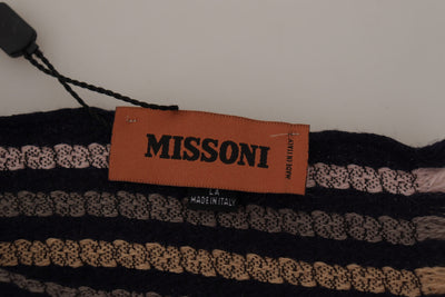 Missoni Multicolor Streifen Wolle stricken Fransen Schal Schal