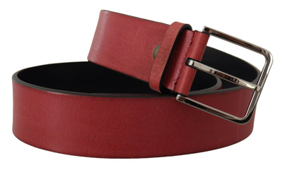 Dolce & Gabbana Kastanienbrauner Vitello-Gürtel mit silberner Logoschnalle aus Metall