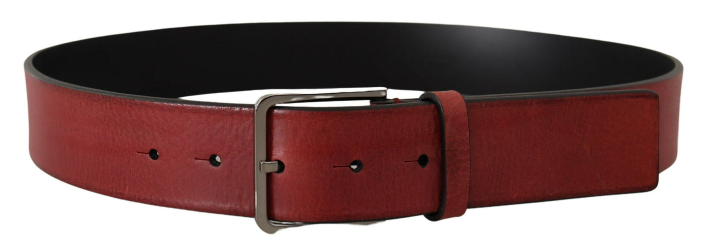 Dolce & Gabbana Kastanienbrauner Vitello-Gürtel mit silberner Logoschnalle aus Metall