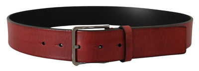 Dolce & Gabbana Kastanienbrauner Vitello-Gürtel mit silberner Logoschnalle aus Metall