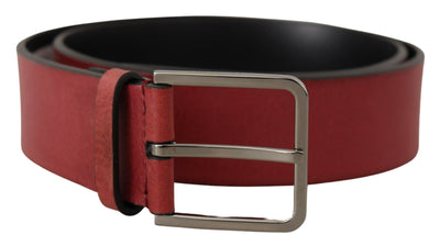 Dolce & Gabbana Kastanienbrauner Vitello-Gürtel mit silberner Logoschnalle aus Metall