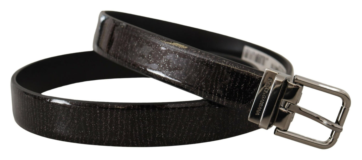 Dolce & Gabbana Schwarzes Leder Vernice Metallschnalle Gürtel