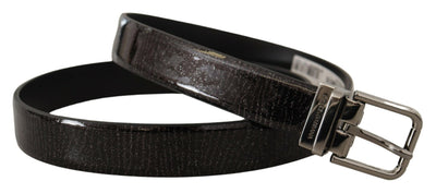 Dolce & Gabbana Schwarzes Leder Vernice Metallschnalle Gürtel
