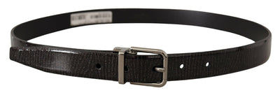 Dolce & Gabbana Schwarzes Leder Vernice Metallschnalle Gürtel