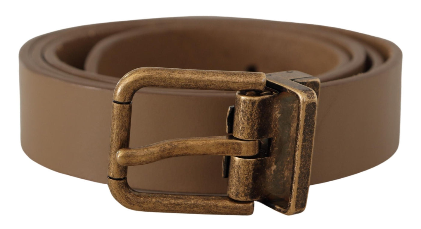 Dolce & Gabbana Brauner Massivledergürtel mit Messingschnalle