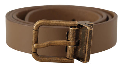Dolce & Gabbana Brauner Massivledergürtel mit Messingschnalle