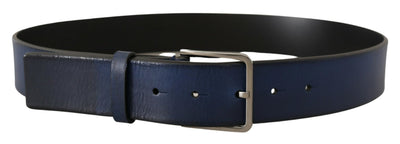 Dolce & Gabbana Blaues Kalbsleder Silberne Metallschnalle Klassischer Gürtel