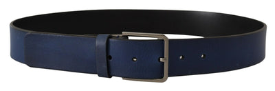 Dolce & Gabbana Blaues Kalbsleder Silberne Metallschnalle Klassischer Gürtel