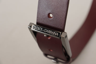 Dolce & Gabbana Brauner Ledergürtel mit silberner Metallkronenschnalle