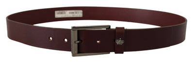 Dolce & Gabbana Brauner Ledergürtel mit silberner Metallkronenschnalle