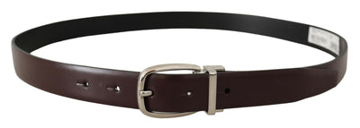 Dolce & Gabbana Massiver brauner Ledergürtel aus Silbermetall