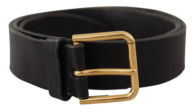 Dolce & Gabbana Schwarzer Leder Gürtel mit goldfarbenem Logo und Metallschnalle