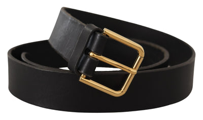 Dolce & Gabbana Brauner Goldmetall-Logoschnalle Kalbsledergürtel