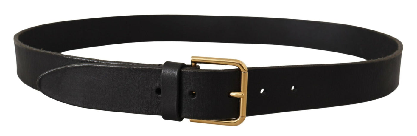 Dolce & Gabbana Brauner Goldmetall-Logoschnalle Kalbsledergürtel