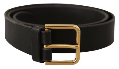 Dolce & Gabbana Brauner Goldmetall-Logoschnalle Kalbsledergürtel