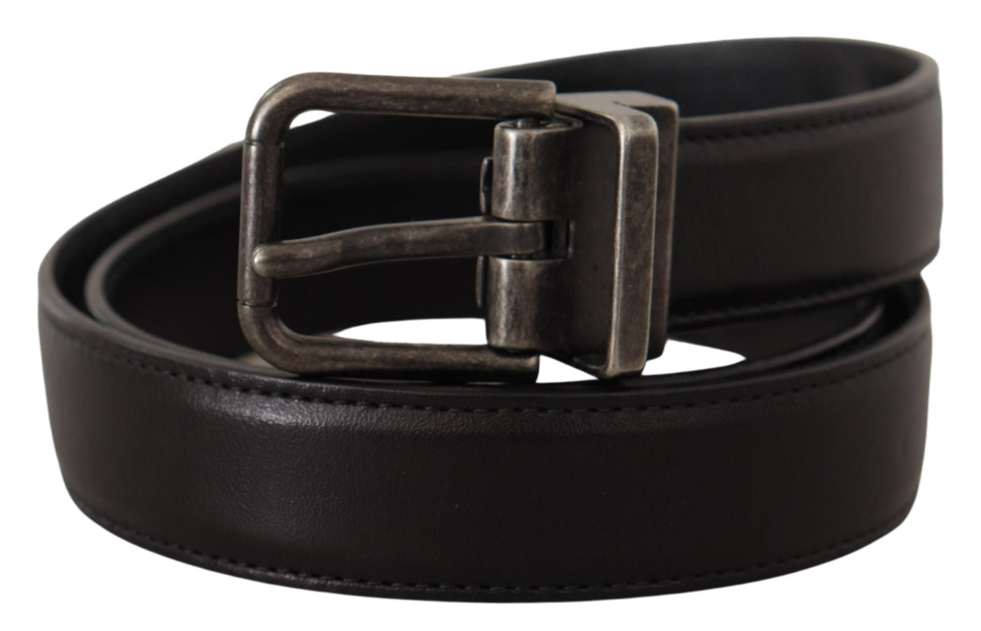 Dolce & Gabbana Schwarzer Kalbsledergürtel mit Logo und Metallschnalle