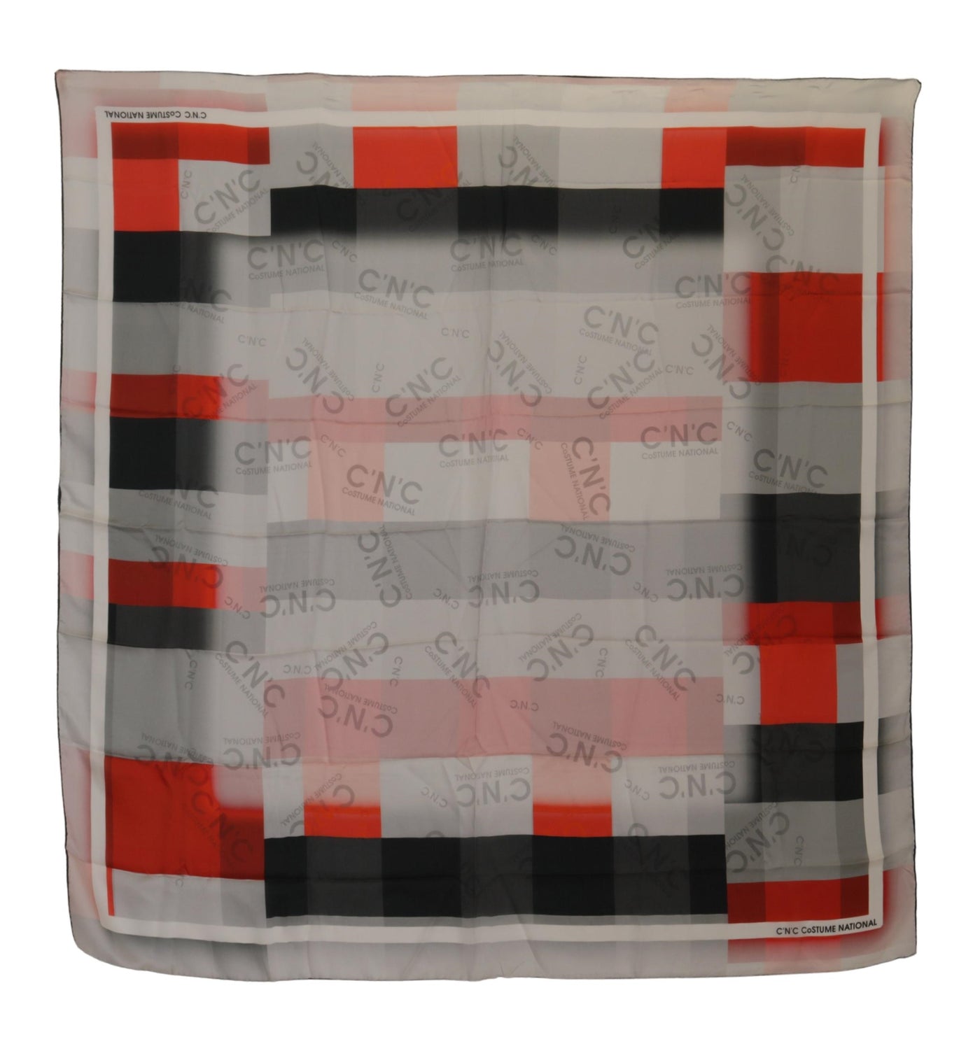 Costume National Grauer roter Schal Foulard Wickelschal