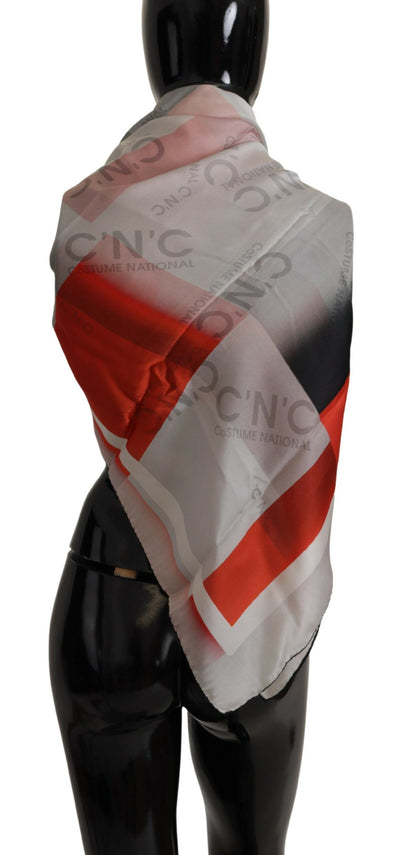 Costume National Grauer roter Schal Foulard Wickelschal