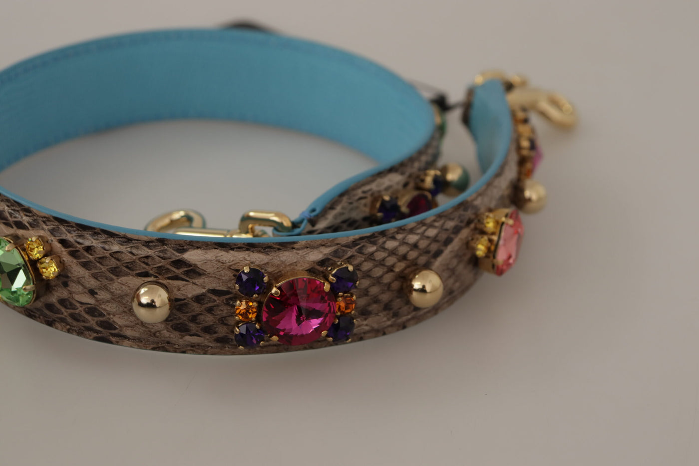 Dolce & Gabbana Braunes exotisches Leder mit Kristallen Schulterriemen