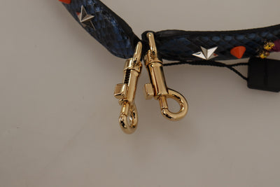 Dolce & Gabbana Blauer Exotenleder-Kristalle Wende-Schulterriemen